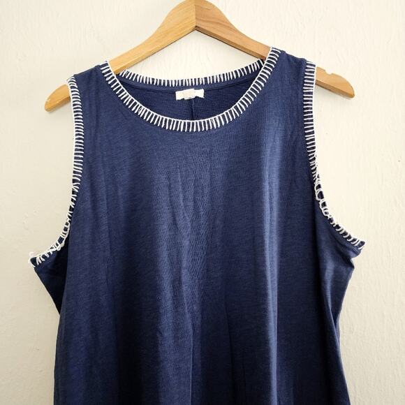 Nic + Zoe NZT Scoop Neck T-Shirt Knit Stitch Tank Midi Dress in Navy - Picture 5 of 11